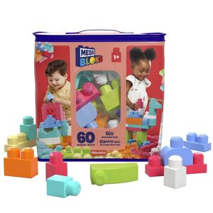 Mattel - Réf : DCH54 - MEGA Bloks, Blocs De Construction, Grand Sac De Construction Rose, Couleurs Classiques, 60 Blocs De Construction Empilables, Jouet Enfant, Jouet pour Enfant de 1 ans et Plus