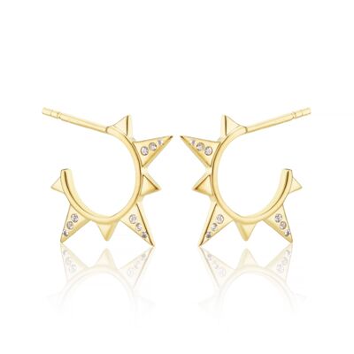 White Topaz Compass Spike Hoop Earrings