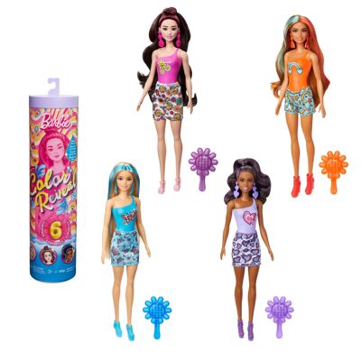 Mattel - Réf : HRK06 - Barbie - Coffret Assortiment Poupées Color Reveal Série Groovy, Accessoires Avec 6 Surprises Inclus, À Collectionner, Jouet Enfant, A Partir De 3 Ans