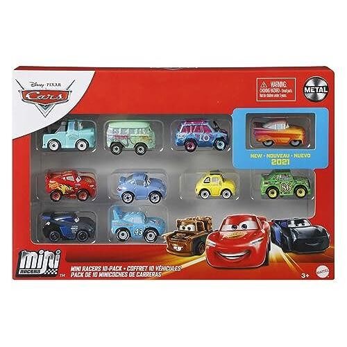 Mattel - Réf : GKG08 - Disney Pixar Cars mini-véhicules, coffret 10 petites voitures miniatures, modèle aléatoire, jouet pour enfant