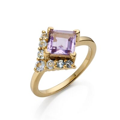 AMETHYST & PALE BLUE TOPAZ RING