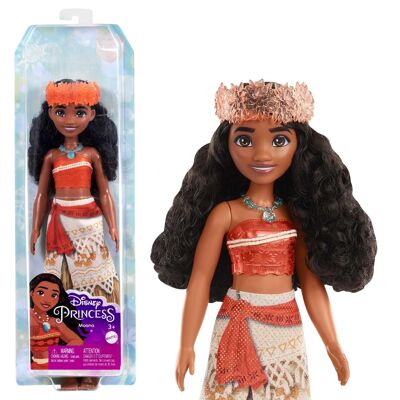 Mattel - Réf : HPG68 - Princesses Disney Poupée Vaiana articulée avec tenue scintillante et accessoires dont serre-tête et collier, Jouet Enfant, Dès 3 ans