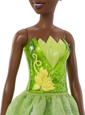 Mattel - Réf : HLW04 - Princesses Disney Poupée Tiana articulée avec tenue scintillante et accessoires dont chaussures et diadème, Jouet Enfant, Dès 3 ans 4