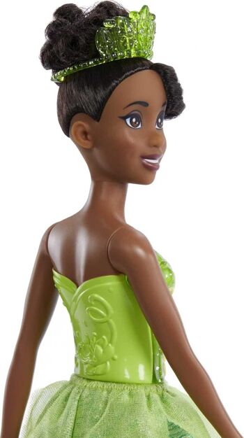 Mattel - Réf : HLW04 - Princesses Disney Poupée Tiana articulée avec tenue scintillante et accessoires dont chaussures et diadème, Jouet Enfant, Dès 3 ans 5