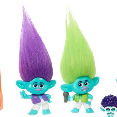 Mattel – Ref: HTH35 – Trolls 3 – Box mit 5 kleinen Brozone-Puppen auf Tour – Figuren – ab 3 Jahren