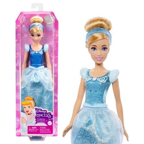 Mattel - Réf :  HLW06 - Princesses Disney - Poupée Cendrillon articulée avec tenue scintillante et accessoires dont chaussures et diadème, Jouet Enfant, Dès 3 ans