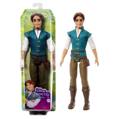 Mattel - Ref: HLV98 - Disney Princesses - Flynn Rider articulated doll with iconic outfit with fabric shirt, belt bag, molded pants and boots, collectible, Children's Toy, Ages 3 and up