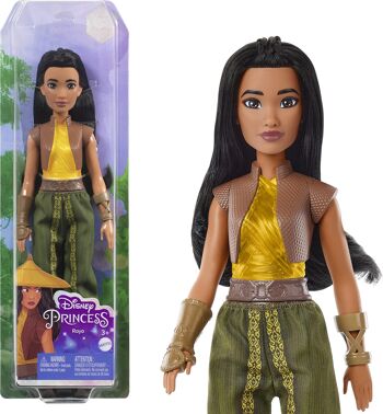 Mattel - Réf : HLX22 - Princesses Disney - Poupée Raya articulée avec tenue, bottes, brassards, longs cheveux noirs à coiffer et accessoires, Jouet Enfant, Dès 3 ans 1