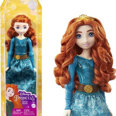 Mattel – Ref: HLW13 – bewegliche Merida-Puppe der Disney-Prinzessinnen mit funkelndem Outfit und Accessoires, einschließlich Schuhen und Tiara, Kinderspielzeug, ab 3 Jahren