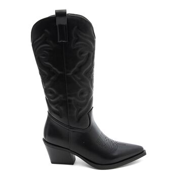 Bottes de cowboy de style occidental pour femmes avec détails brodés et talon épais 3