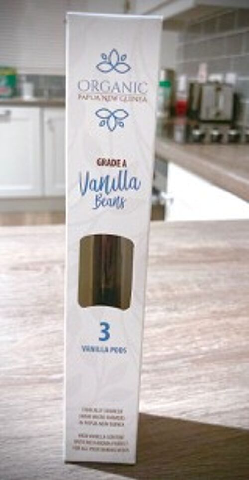 3 x Gourmet Vanilla Beans Organic Papua New Guinea 17cm