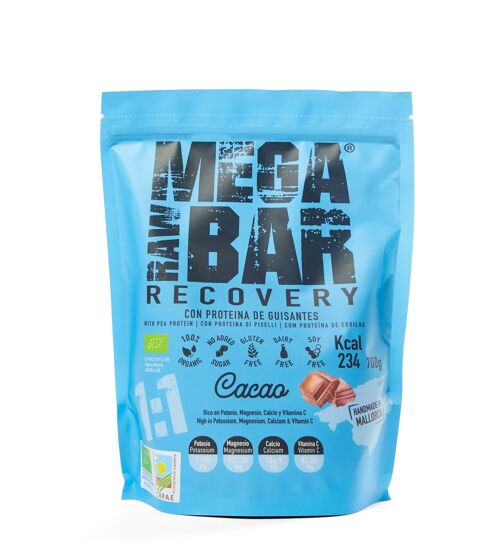 MEGA RECOVERY CACAO - Polvo para batidos proteicos y de recuperación muscular post-entreno con autentico cacao puro del Perú