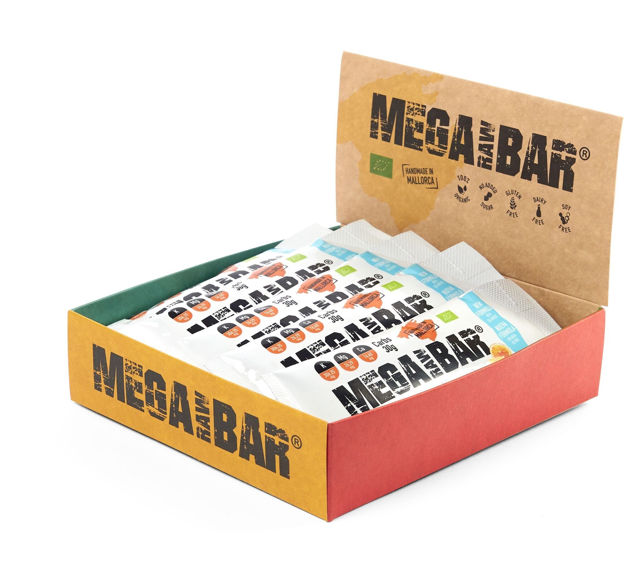 MEGARAWGEL NARANJA CON AGUA DE MAR BOX 10X50G - Gel energético natural, ecológico, de alta digestibilidad, rápida absorción con Agua de Mar hipertónica y sabor a Naranja