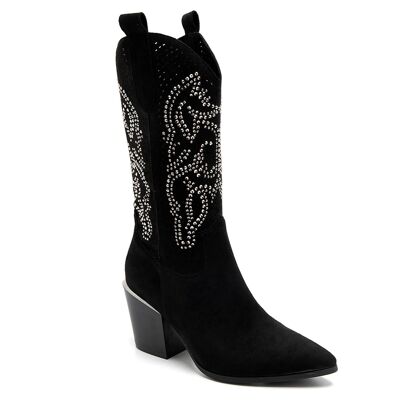 Mid Cuban Heel Cowboy Boot with Decorative Embellishment