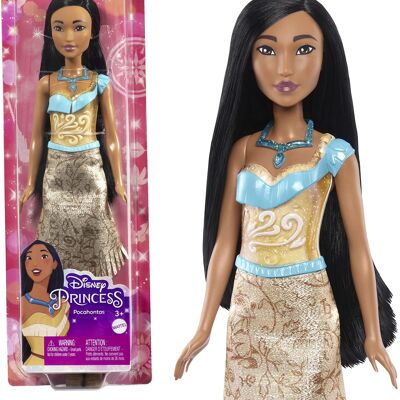 Mattel – Ref: HLW07 – Disney-Prinzessinnen – bewegliche Pocahontas-Puppe mit funkelndem Outfit und Accessoires, einschließlich Schuhen und Halskette, Kinderspielzeug, ab 3 Jahren