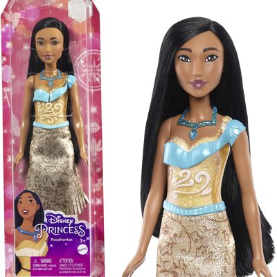 Mattel – Ref: HLW07 – Disney-Prinzessinnen – bewegliche Pocahontas-Puppe mit funkelndem Outfit und Accessoires, einschließlich Schuhen und Halskette, Kinderspielzeug, ab 3 Jahren