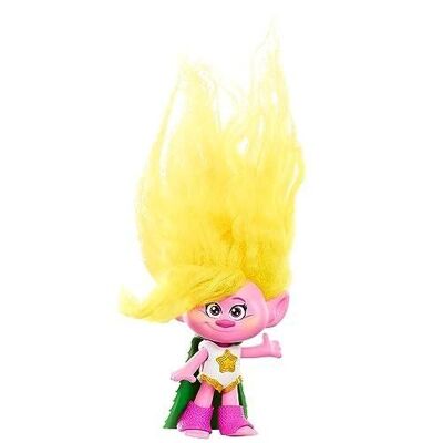 Mattel - Ref: HNF07 - Trolls 3, Viva Figure With Bright Hair With Removable Outfit, 5 Joints, Collectible, Children's Toy, From 3 Years,