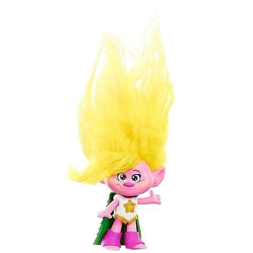 Mattel - Réf : HNF07 - Trolls 3, Figurine Viva Aux Cheveux Éclatants Avec Tenue Amovible, 5 Articulations, À Collectionner, Jouet Enfant, A Partir De 3 Ans,