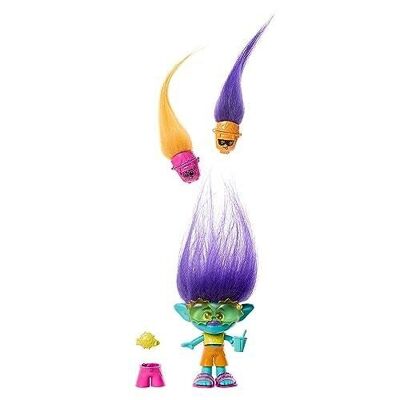 Mattel - Ref: HNF12 - Trolls 3, Hair Pops Branch Figure with Removable Clothes, 2 Hair Pops and Surprise Accessories Included, Children's Toy, From 3 Years