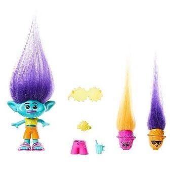 Mattel - Réf : HNF12 - Trolls 3, Figurine Branche Hair Pops à Fonction Avec Vêtements Amovibles, 2 Hair Pops Et Accessoires Surprises Inclus, Jouet Enfant, A Partir De 3 Ans 5