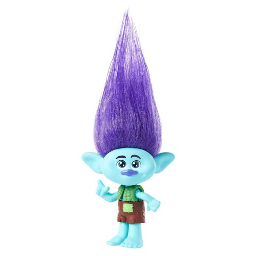 Mattel - Réf : HNF08 - Trolls 3, Figurine Branche Aux Cheveux Éclatants Avec Tenue Amovible, 5 Articulations, À Collectionner, Jouet Enfant, A Partir De 3 Ans