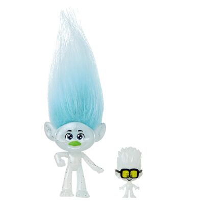 Mattel - Réf : HNF09 - Trolls 3, Figurine Guy Diamant Aux Cheveux Éclatants, 5 Articulations, Avec Mini-Figurine Petit Diamant Incluse, À Collectionner, Jouet Enfant, A Partir De 3 Ans