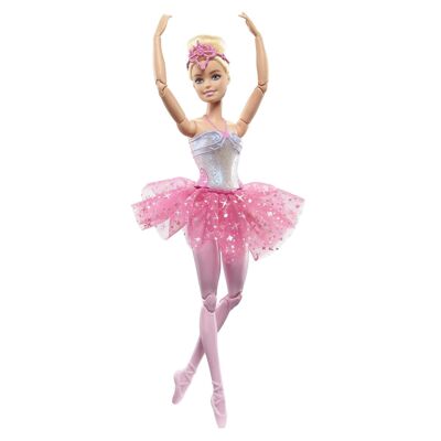 Mattel - Rif: HLC25 - Barbie Dreamtopia Ballerina Fashion Doll, con luci scintillanti, bambola ballerina bionda articolata, con tiara e tutù rosa, giocattolo per bambini dai 3 anni in su
