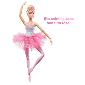 Mattel - Réf : HLC25 - Barbie Dreamtopia Poupée Mannequin Ballerine, Avec Lumières Scintillantes, Poupée Danseuse Blonde Articulée, Avec Diadème Et Tutu Rose, Jouet pour Enfant de 3 ans et Plus 5