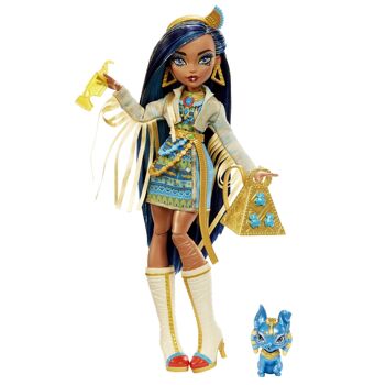 Mattel - Réf : HHK54 - Monster High - Poupée Cleo De Nile Avec Accessoires Et Animal De Compagnie, Poupée Mode Articulée, Cheveux Avec Mèches Bleues, Jouet Enfant, Dès 3 Ans 3