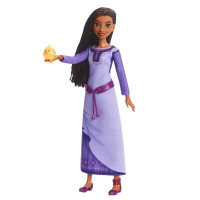 Mattel - Rif: HVX69 - Disney Wish - Asha De Rosas Singer Bambola articolata con figura di stella, vestito rimovibile, canta in francese, capelli intrecciati, giocattolo per bambini, a partire da 3 anni