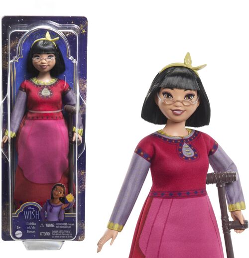 Mattel - Réf : HPX24 - Disney Wish - Asha et la bonne étoile - Poupée Dahlia Du Royaume De Rosas Avec Sa Tenue Embléatique Amovible, 7 Points D'Articulation, Accessoires Inclus,Jouet Enfant, A Partir De 3 Ans