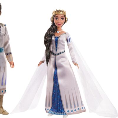 Mattel – Ref: HRC18 – Disney Wish – Asha und der Glücksstern – Box mit 2 beweglichen Puppen König Magnifico und Königin Amaya aus dem Königreich Rosas, mit abnehmbaren Outfits und Accessoires, ab 3 Jahren