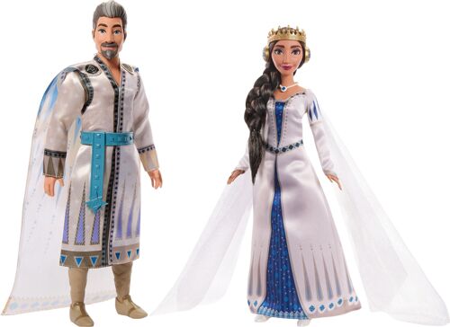 Mattel - Réf : HRC18 - Disney Wish - Asha et la bonne étoile -Coffret 2 Poupées Articulées Le Roi Magnifico Et La Reine Amaya Du Royaume De Rosas, Avec Tenues Amovibles Et Accessoires, A Partir De 3 Ans