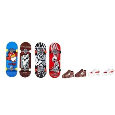 Mattel – Ref: HGT84 – Hot Wheels Skate – Tony Hawk Finger-Skate-Box. Sortiment mit jeweils 4 komplett montierten Griffbrettern und 2 Paar Finger-Skate-Schuhen, darunter 1 exklusives Fingerboard und 1 Paar Schuhe