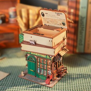 Tone-Cheer DIY Puzzle 3D en bois pour bureau, librairie Time, TQ187, 15 x 14 x 24 cm 3