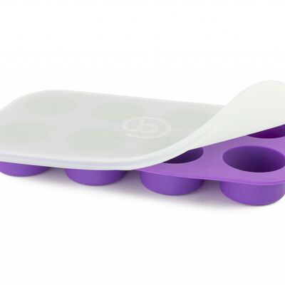 Bandeja de congelación de alimentos para bebés, pequeña, con tapa, violeta