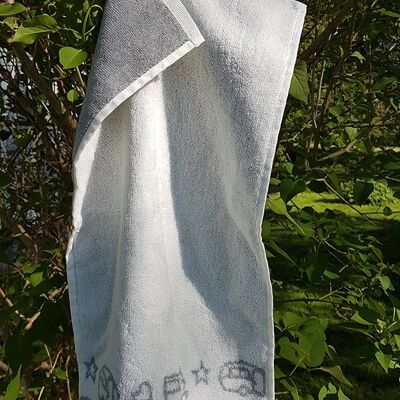 Towel Caravan Pattern :: Spugna di cooton bianca e grigia