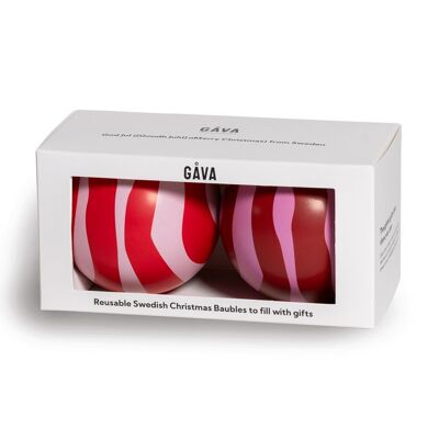 ARNE and LUCIA refillable tin Christmas bauble DUO (Scandi-style Julkulor) with vegan chocolate truffles