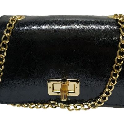LEATHER CLUTCH WITH FLAP AND GOLDEN CHAIN ​​SHOULDER STRAP - B612 LITTLE B