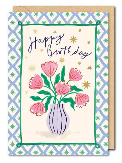 Framed Flowers  Birthday Card