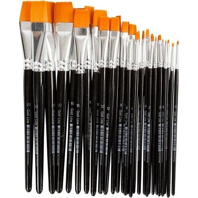Flat brushes - Gold Line Nylon - n° 0 to 20 - 30 pcs