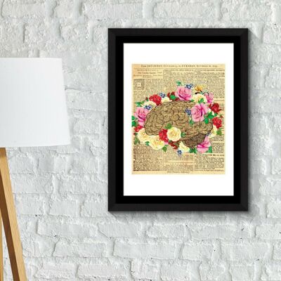 Walplus Framed Art Flowery Brain Print Poster DIY Self-adhesive Home Decorations