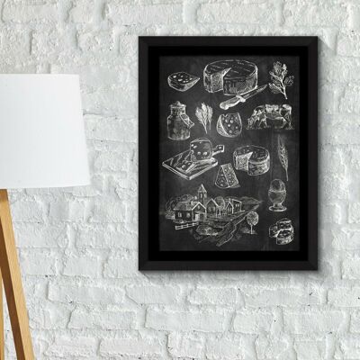 Walplus Framed Art Cakes Cheese Poster Decal DIY Self-adhesive Home Decorations
