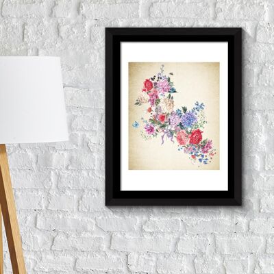 Framed Art 2in1 Flower Arts 3 Poster Living Room Office Decor Home Decoration