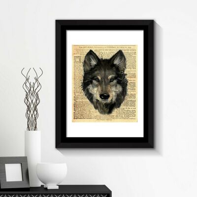 Walplus Framed Art 2in1 Wolf Newspaper Animal Poster Wall Sticker self-adhesive