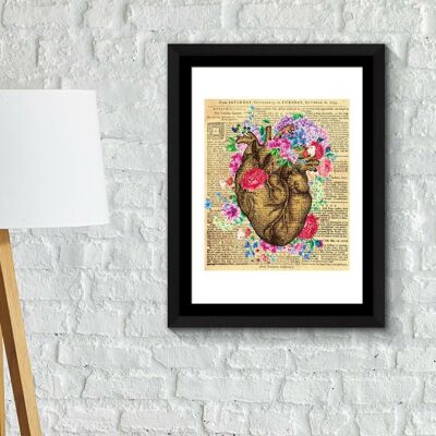 Walplus Framed Art Flowery Heart Poster Decal DIY Self-adhesive Home Decorations