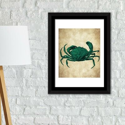 Walplus Framed Art Crab Wall or Table Art Poster Decorative Frame Self-adhesive