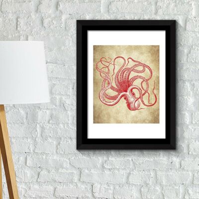 Walplus Framed Octopus Wall Art or Coffee Table Decoration Frame Self-adhesive