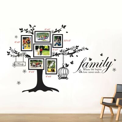 Self Adhesive Wall Stickers Mural Decal Paper Art Photo Frame Birdcage Family Birds Quote