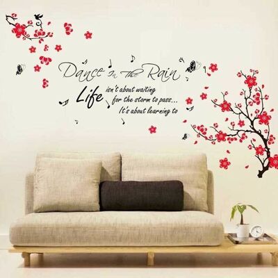Huge Flower Blossom Butterflies Children Self Adhesive Wall Stickers Dance Rain Paper Quotes